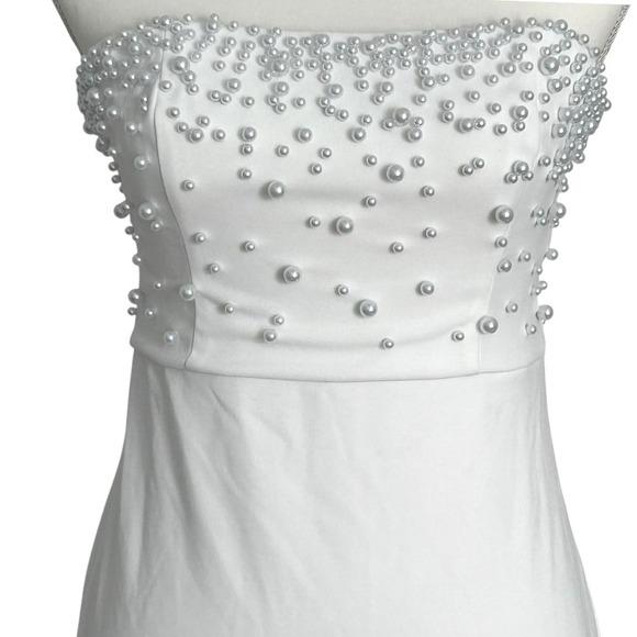 LULUS White Strapless‎ Embellished Gown S | Bridal Formal Maxi Dress NWOT - Picture 6 of 10